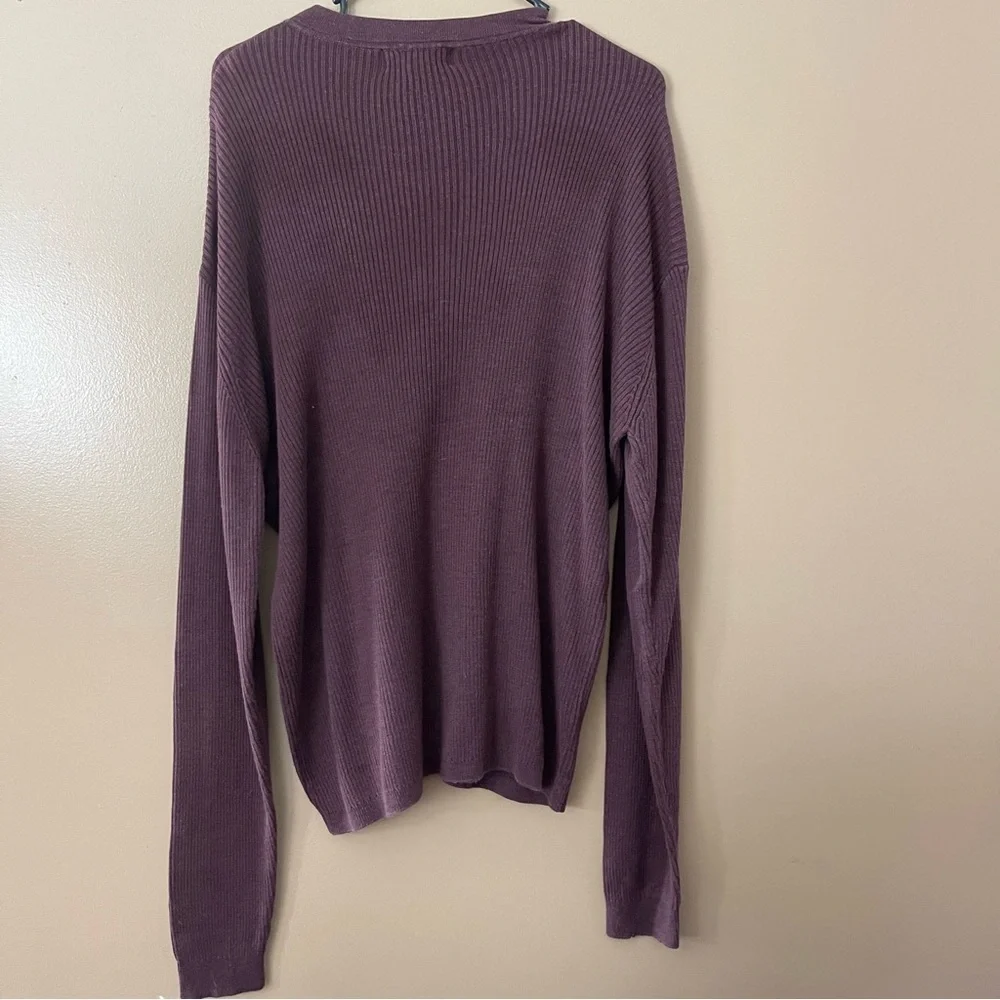 Barracuda MENS silk and cotton v neck plum sweater size XL